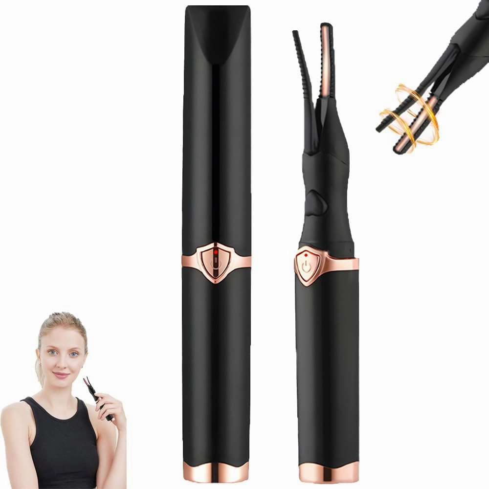 Electric Eyelash Curler for Instant Glam, Mini Handheld Heated Eyelash Curlers with 3 Heat Modes, Rechargeable Portable Heated Lash Curler, Long Lasting Natural Curling Electric Lash Tool (1#Black)