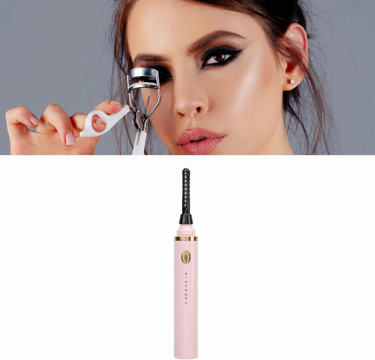 Electric Eyelash Curler Smart Temperature Controlled Long Lasting Mini Lash Curler (Pink)