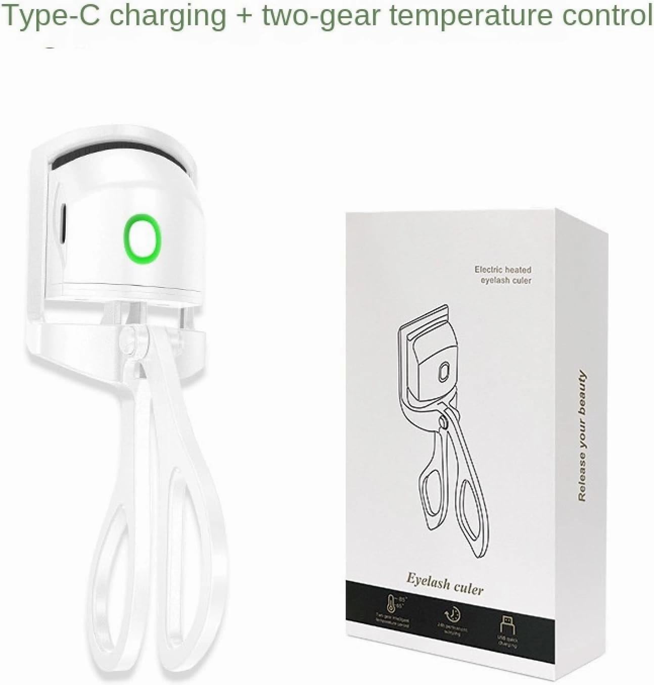 Electric Heated Eyelash Curler, USB Rechargeable Portable Tool, Mini Electric perm Effect, Long-Lasting curl Pink