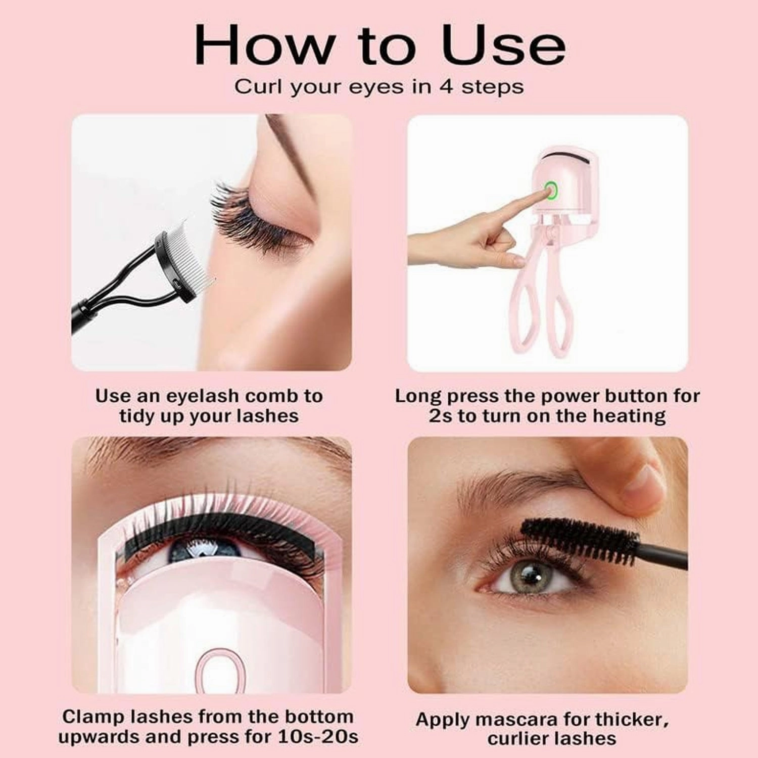 Electric Heated Eyelash Curlers (1 Pc)