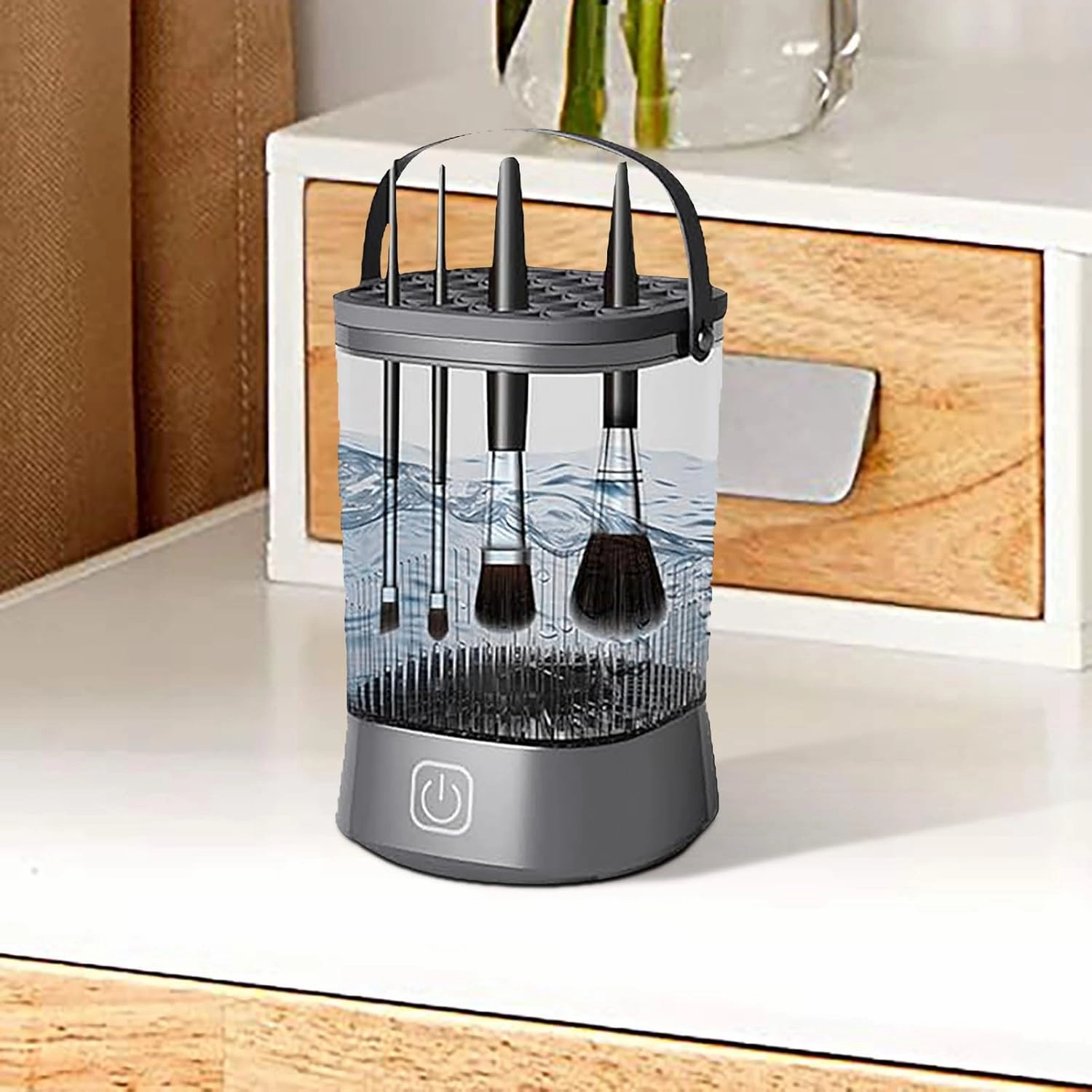 Electric Makeup Brush Cleaner Machine, Automatic Brush Washer And Dryer, Fast Usb Makeup Brush Cleaner Machine, Brushes Cleaner Tool For All Size Beauty Makeup Brush Set (A-Black)