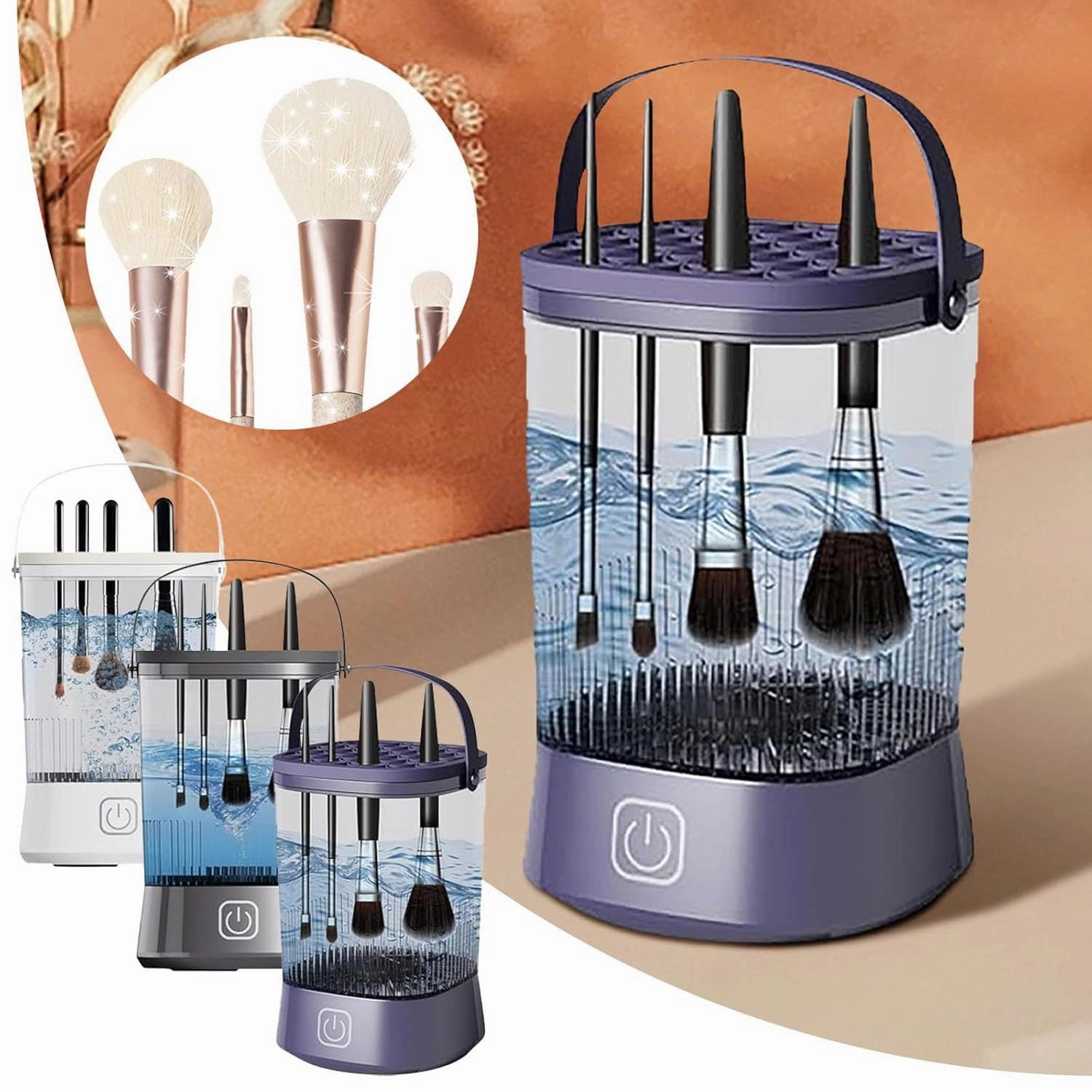 Electric Makeup Brush Cleaner Machine, Automatic Brush Washer And Dryer, Fast Usb Makeup Brush Cleaner Machine, Brushes Cleaner Tool For All Size Beauty Makeup Brush Set (A-Black)