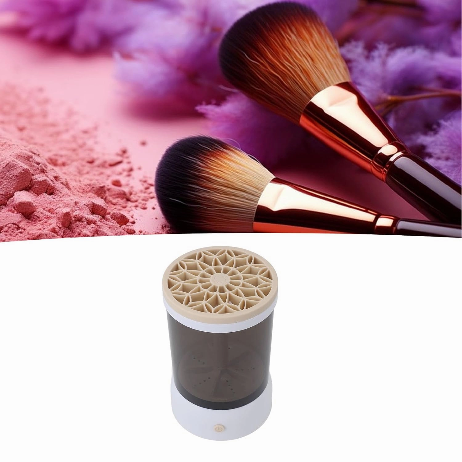Electric Makeup Brush Cleaner Machine USB Powered Visible Quick Dry Portable Cosmetic Supplies Cleaner for All Size Makeup Brushes, for Makeup Brushes (Khaki)
