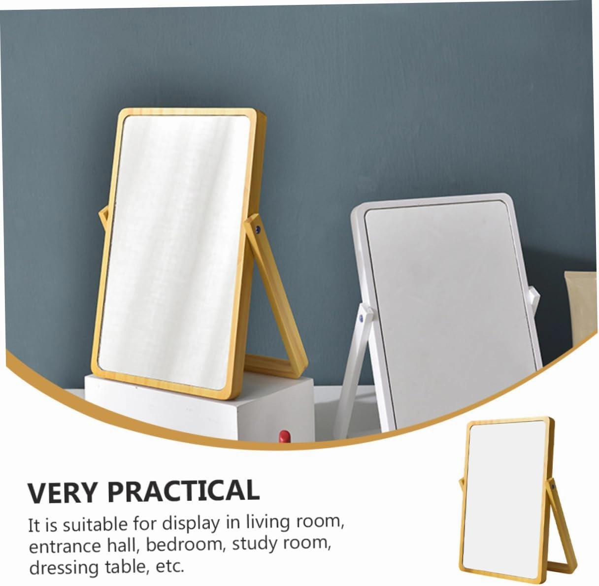 Elegant Large Wooden Table Mirror Lady's Makeup Mirror Cosmetics Mirror for Room Decor