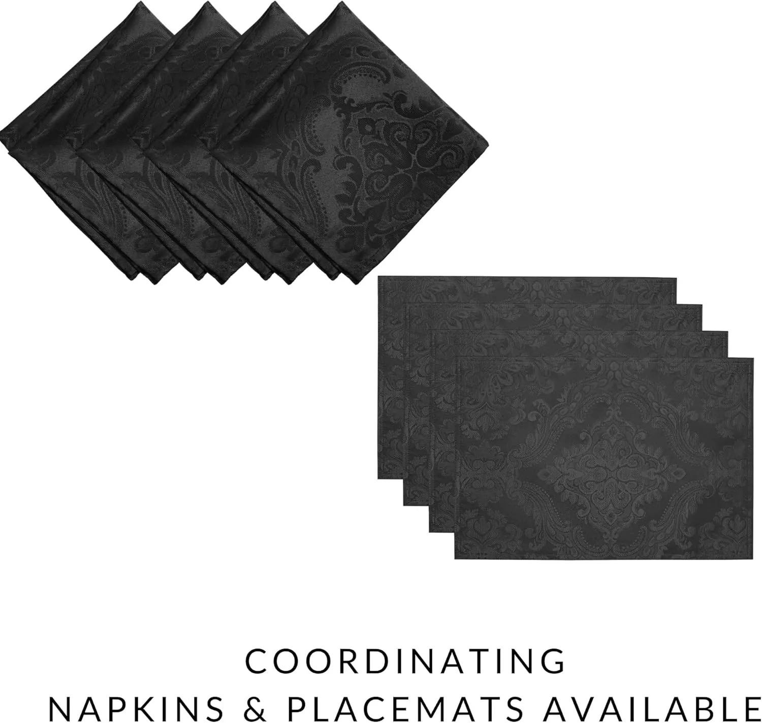 ELRENE HOME FASHIONS Caiden Elegance Damask Waterproof, Stain & Wrinkle Resistant Fabric Tablecloth, 60" x 120" Oblong/Rectangle, Black