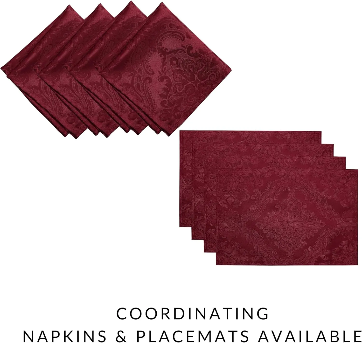 ELRENE HOME FASHIONS Caiden Elegance Damask Waterproof, Stain & Wrinkle Resistant Fabric Tablecloth, 60" x 120" Oblong/Rectangle, Cranberry