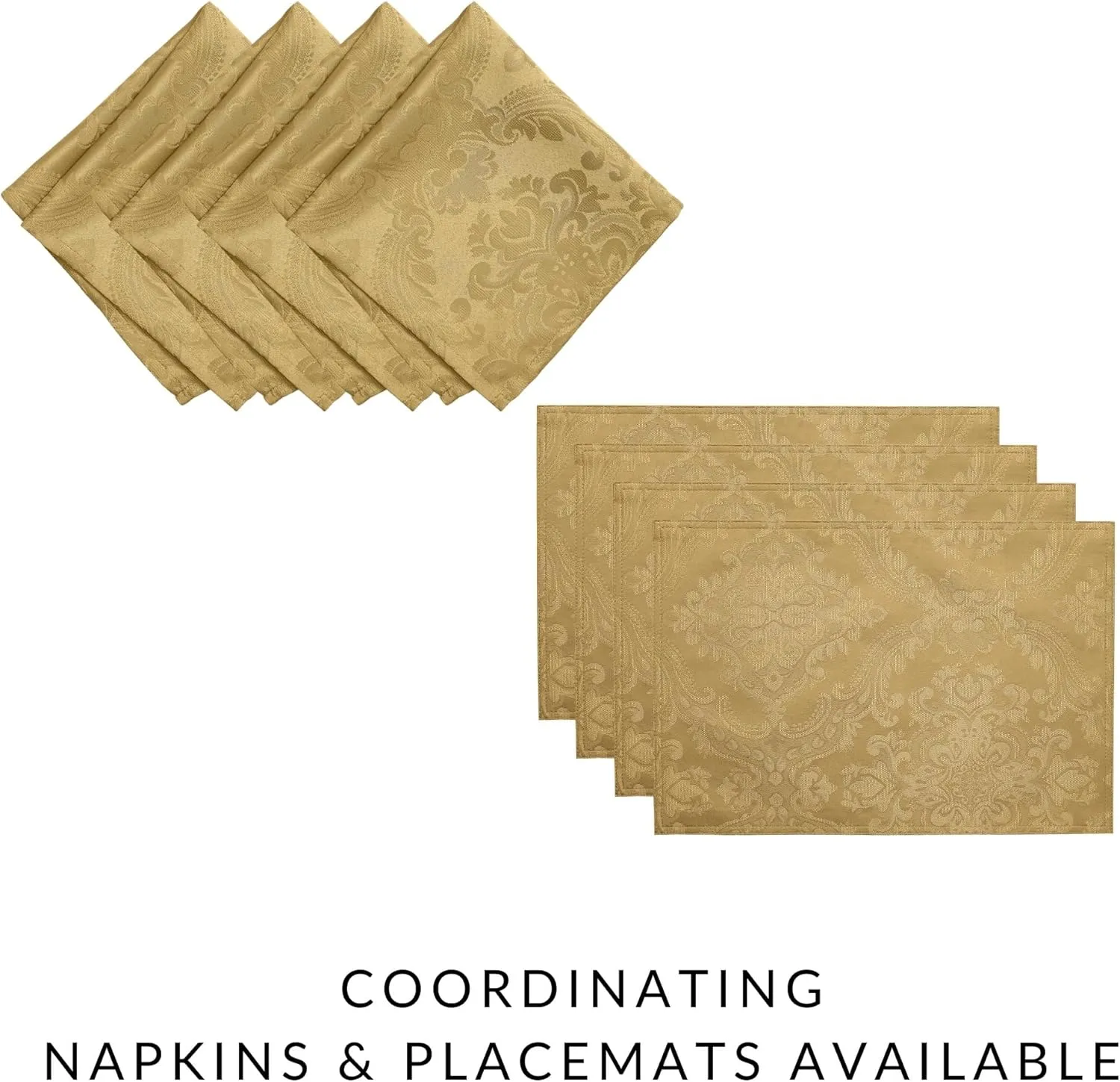 Elrene Home Fashions Caiden Elegance Damask Waterproof, Stain & Wrinkle Resistant Fabric Tablecloth, 60" x 120" Oblong/Rectangle, Gold