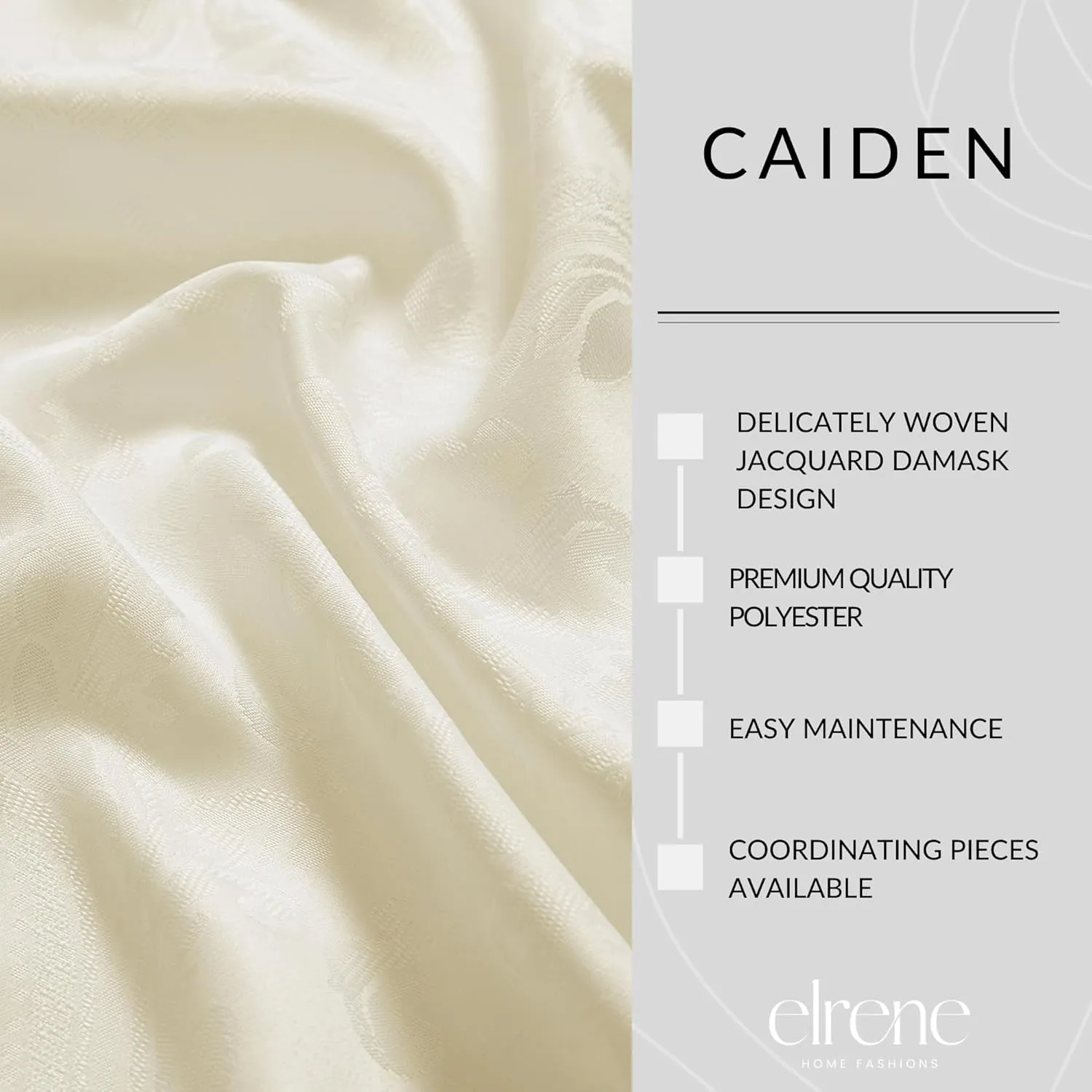Elrene Home Fashions Caiden Elegance Damask Waterproof, Stain & Wrinkle Resistant Fabric Tablecloth, 60" x 120" Oblong/Rectangle, Ivory