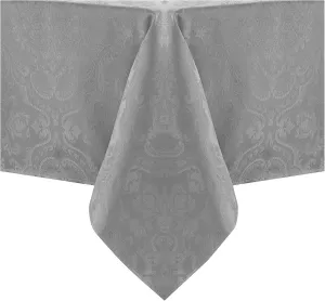 Elrene Home Fashions Caiden Elegance Damask Waterproof, Stain & Wrinkle Resistant Fabric Tablecloth, 60" x 120" Oblong/Rectangle, Silver