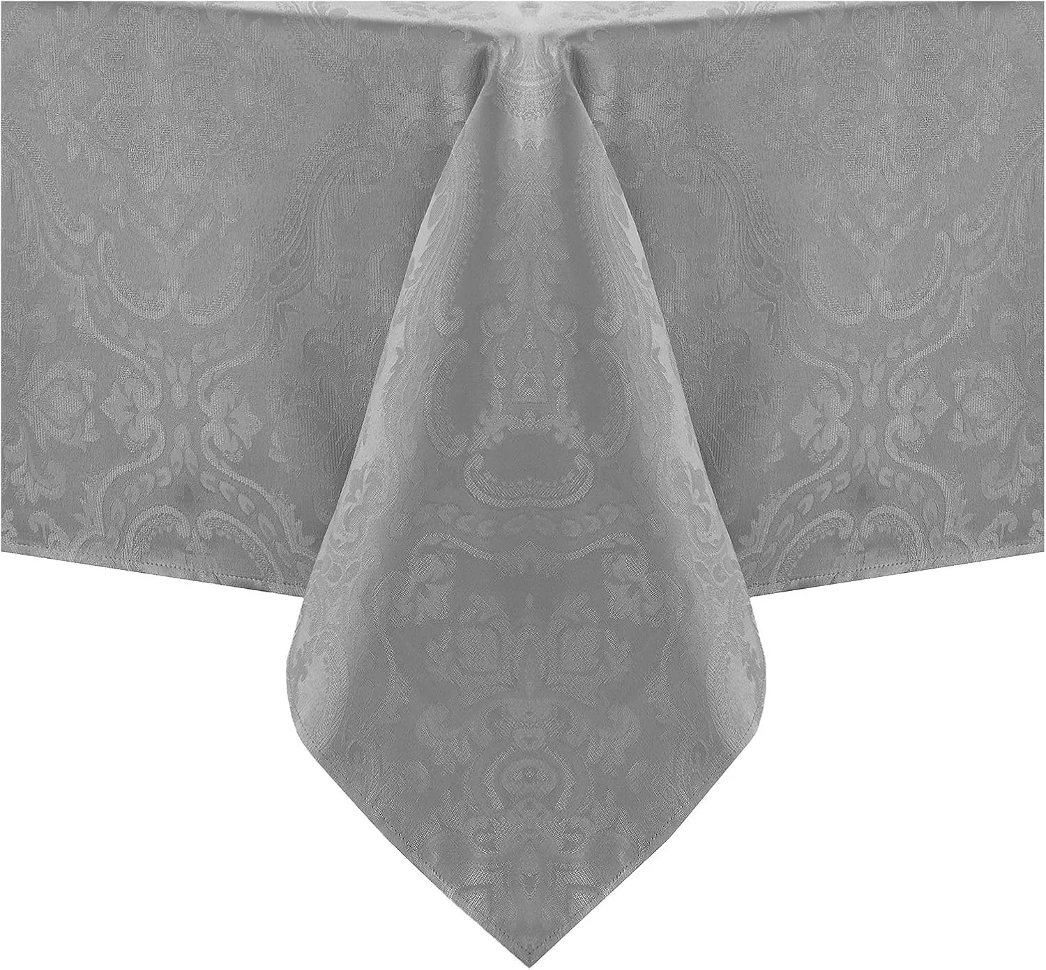 Elrene Home Fashions Caiden Elegance Damask Waterproof, Stain & Wrinkle Resistant Fabric Tablecloth, 60" x 120" Oblong/Rectangle, Silver