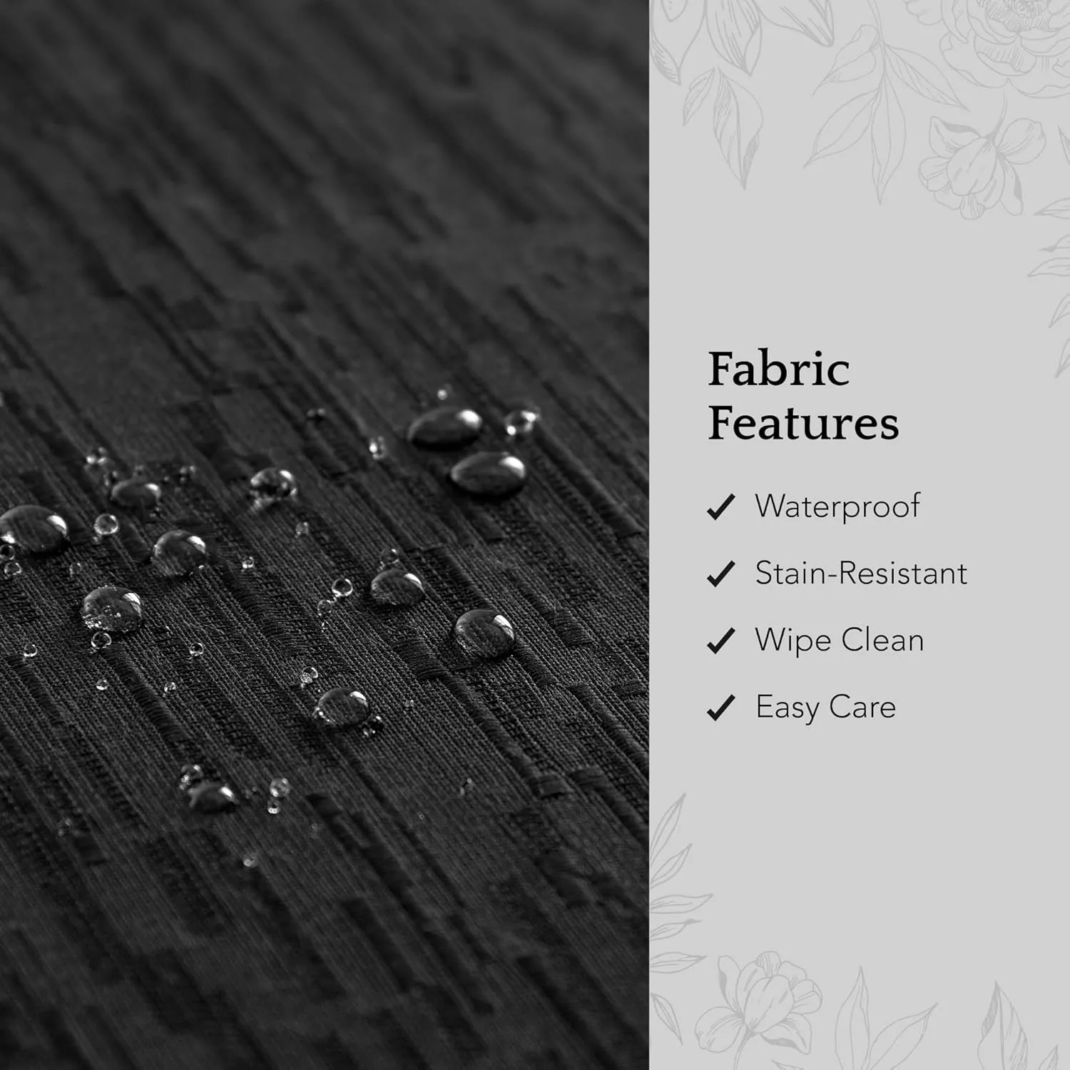 Elrene Home Fashions Continental Solid Texture Water, Stain & Wrinkle Resistant Tablecloth, 60"X120" Rectangle, Black