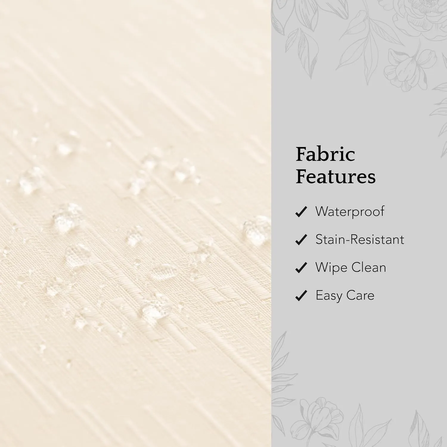 Elrene Home Fashions Continental Solid Texture Water, Stain & Wrinkle Resistant Tablecloth, 60"X120" Rectangle, Ivory