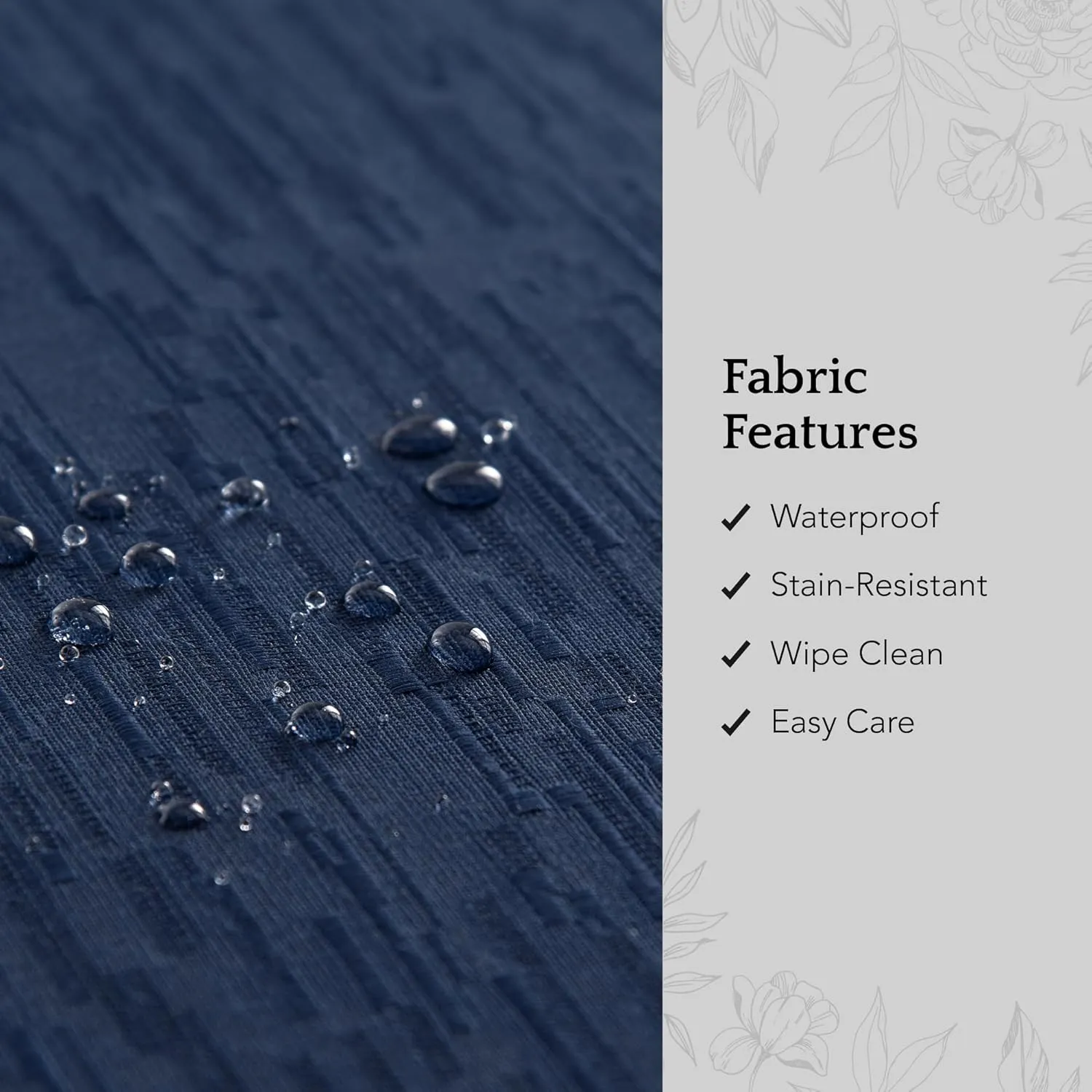 Elrene Home Fashions Continental Solid Texture Water, Stain & Wrinkle Resistant Tablecloth, 60"X120" Rectangle, Navy