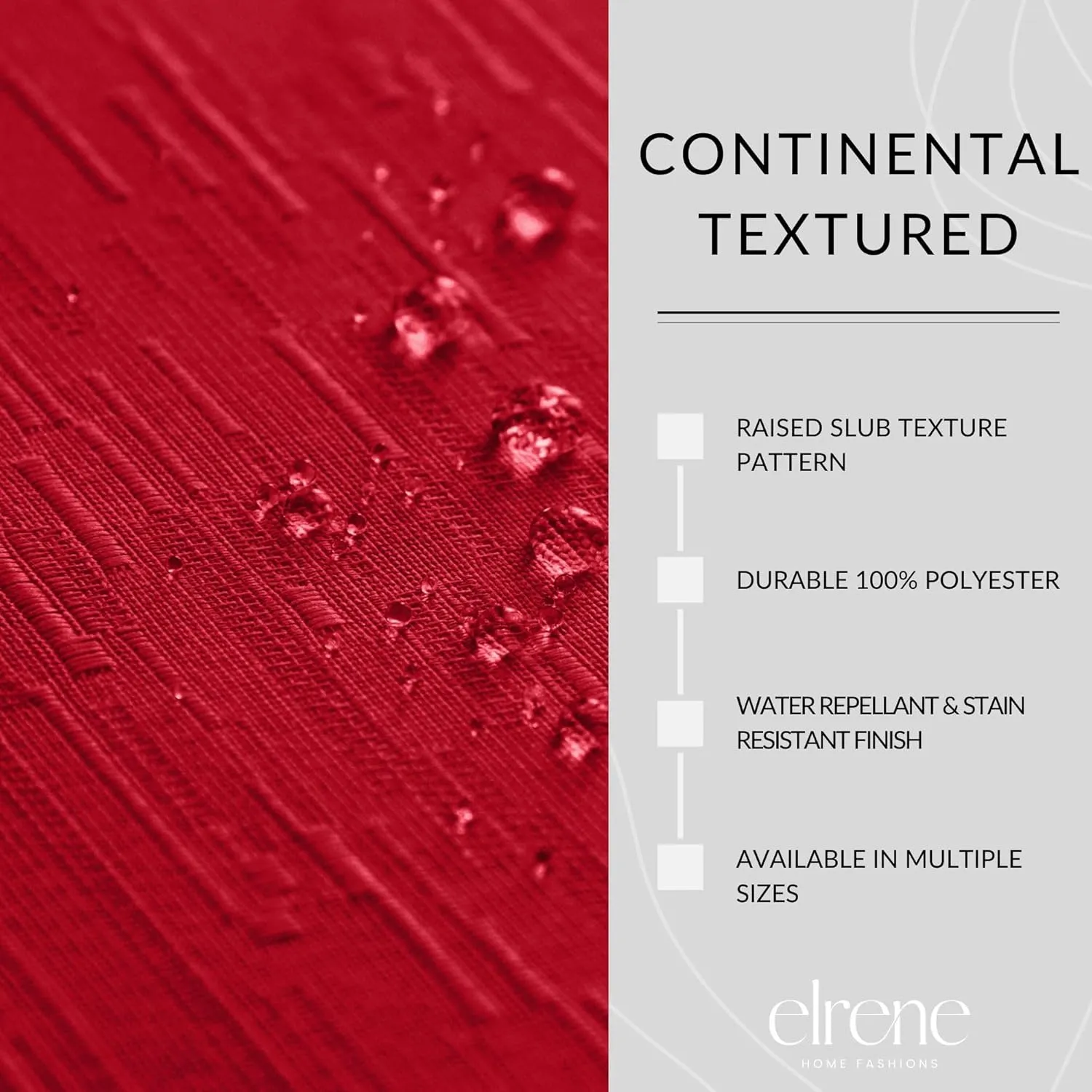 Elrene Home Fashions Continental Solid Texture Water, Stain & Wrinkle Resistant Tablecloth, 60"X120" Rectangle, Red