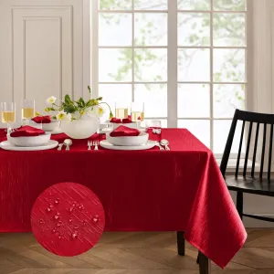 Elrene Home Fashions Continental Solid Texture Water, Stain & Wrinkle Resistant Tablecloth, 60"X120" Rectangle, Red