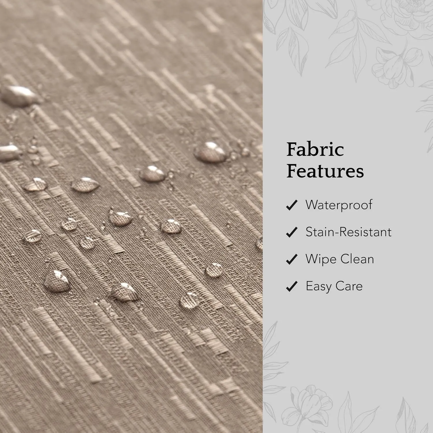 Elrene Home Fashions Continental Solid Texture Water, Stain & Wrinkle Resistant Tablecloth, 60"X120" Rectangle, Taupe