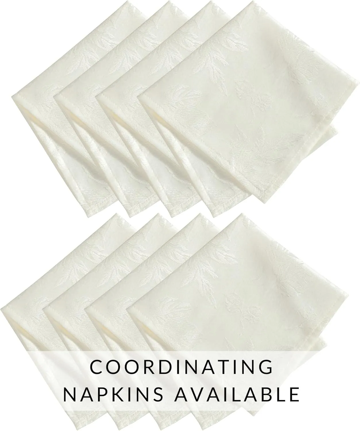 Elrene Home Fashions Elegant Woven Leaves Jacquard Damask Wrinkle Resistant Tablecloth, 70" x 70", Round, Ivory