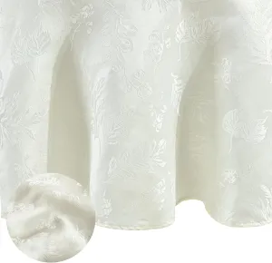 Elrene Home Fashions Elegant Woven Leaves Jacquard Damask Wrinkle Resistant Tablecloth, 70" x 70", Round, Ivory
