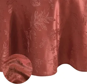 Elrene Home Fashions Elegant Woven Leaves Jacquard Damask Wrinkle Resistant Tablecloth, 70" x 70", Round, Spice Red