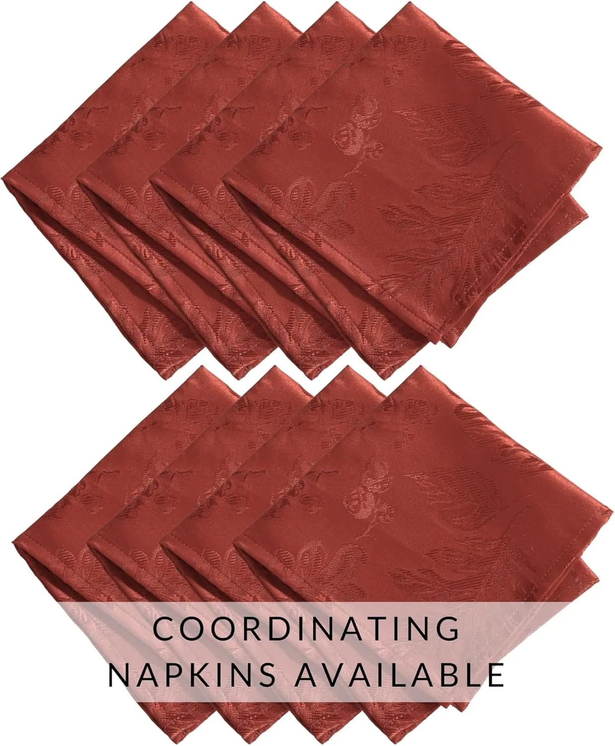 Elrene Home Fashions Elegant Woven Leaves Jacquard Damask Wrinkle Resistant Tablecloth, 70" x 70", Round, Spice Red