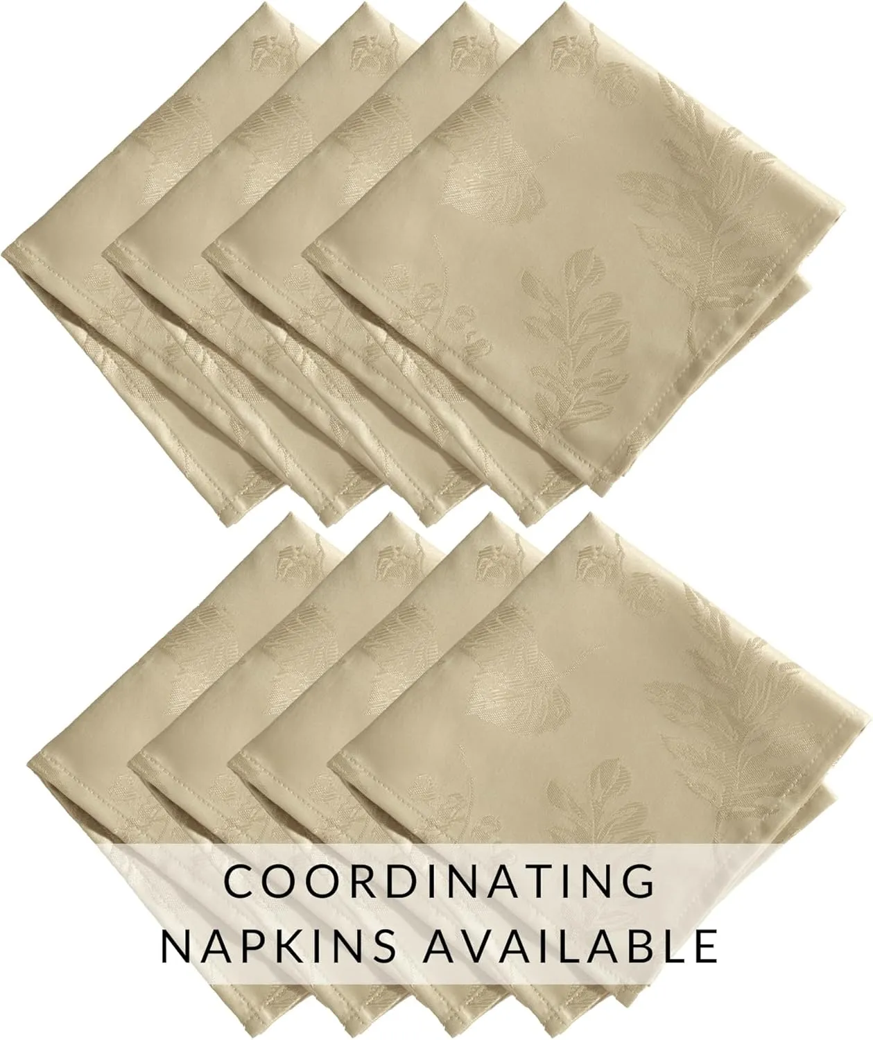 Elrene Home Fashions Elegant Woven Leaves Jacquard Damask Wrinkle Resistant Tablecloth, 70" x 70", Round, Taupe