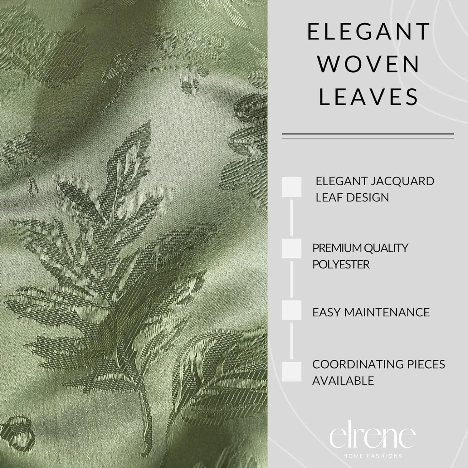 Elrene Home Fashions Elegant Woven Leaves Jacquard Damask Wrinkle Resistant Tablecloth for Fall/Harvest/Thanksgiving, 70" x 70", Round, Olive