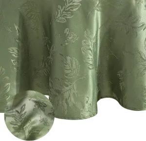 Elrene Home Fashions Elegant Woven Leaves Jacquard Damask Wrinkle Resistant Tablecloth for Fall/Harvest/Thanksgiving, 70" x 70", Round, Olive