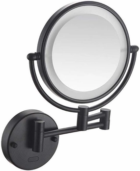 ELTOX 8inch Bathroom Mirrors Wall Mounted,360°Swivel Double-Sided LED Makeup Mirror Extendable Folding Beauty Mirror Round Shape,ORB (Color : Orb, Size : 5X)