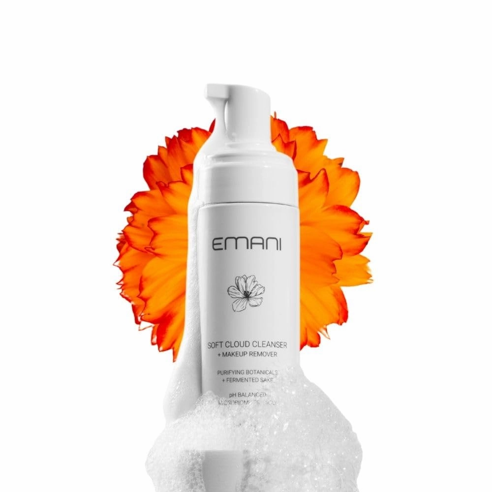 Emani Soft Cloud Foam Cleanser, All-in-One Face Wash For All Skin Types   Fragrance-Free Makeup - Sunscreen Remover, SLS-FREE, Plant-Based, pH Balancing, 150ml