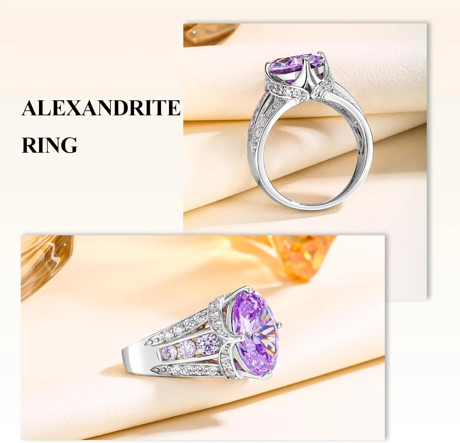 Emerald/Sapphire/Ruby/Tourmaline Rings for Women, 925 Sterling Silver Gemstone Engagement Anniversary Ring Big 6.5-8.5 Carat Birthstone Ring, Size 6 to 10 (Send Gift Box)