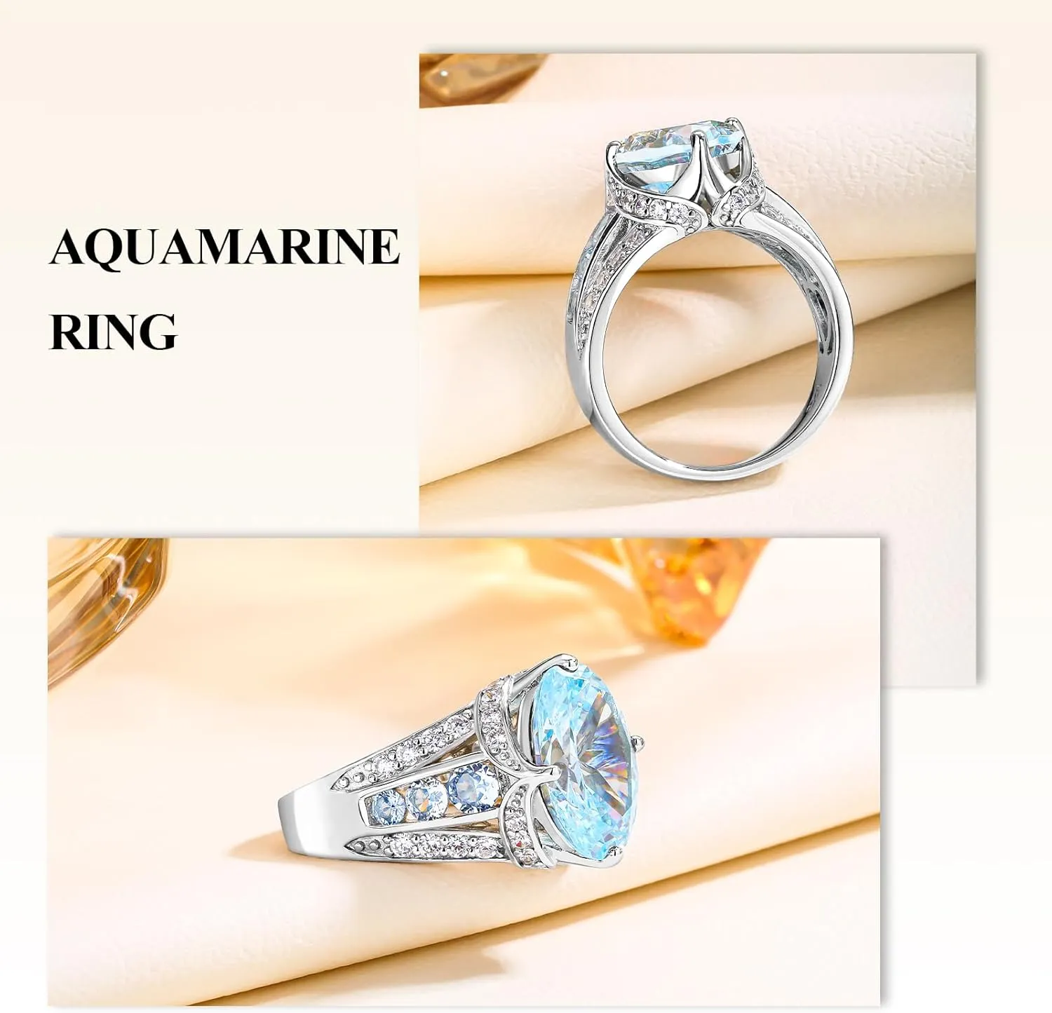 Emerald/Sapphire/Ruby/Tourmaline Rings for Women, 925 Sterling Silver Gemstone Engagement Anniversary Ring Big 6.5-8.5 Carat Birthstone Ring, Size 6 to 10 (Send Gift Box)