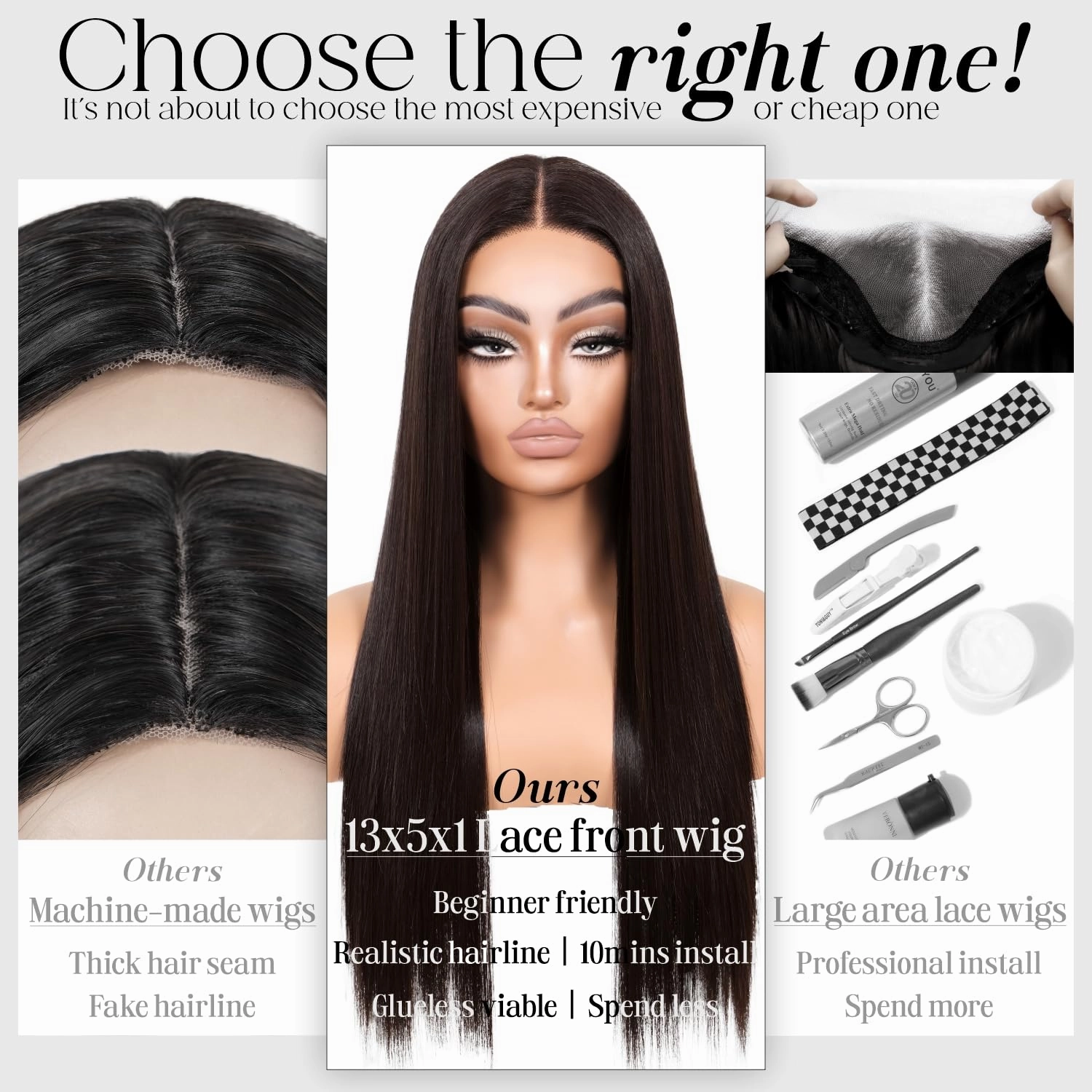 ENCOUNTEU Wear and Go Glueless Straight Wig Brown Lace Front Synthetic Wigs for Women Pre Plucked 13X5X1 HD Lace Dark Brown Wig Middle Part 26inch