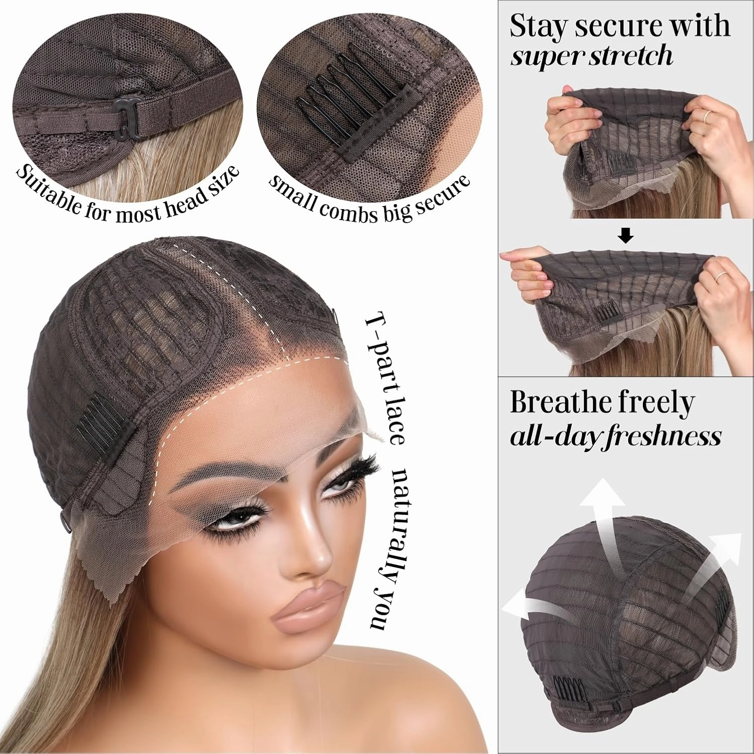 ENCOUNTEU Wear and Go Glueless Straight Wig Brown Lace Front Synthetic Wigs for Women Pre Plucked 13X5X1 HD Lace Dark Brown Wig Middle Part 26inch