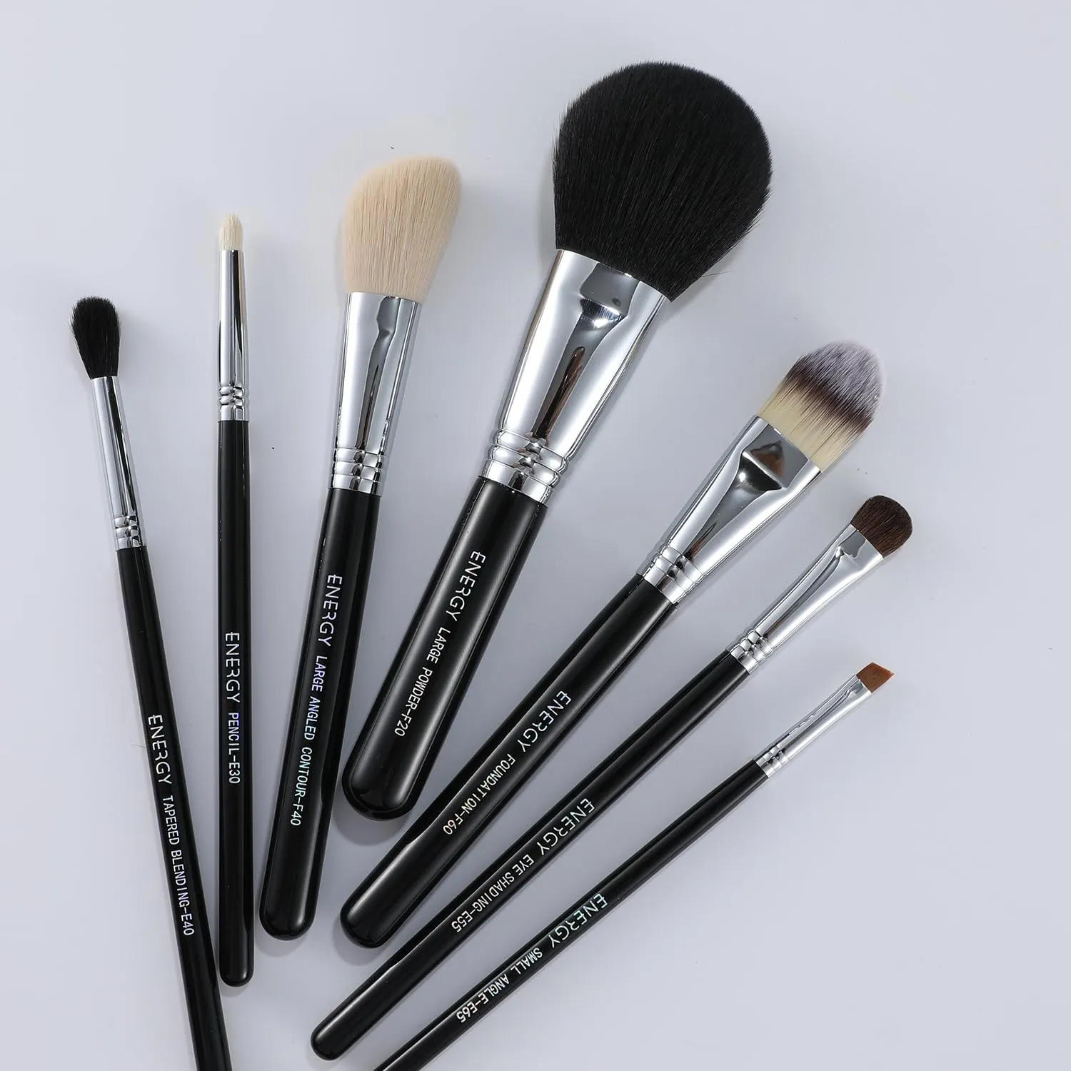 ENERGY Makeup Brush Set 7PCS Premium Synthetic Foundation Powder Bronzer Blush Contour Highlighter Eye Shadows Concealer Eyebrow Blending Makeup Brushes with Travel Case