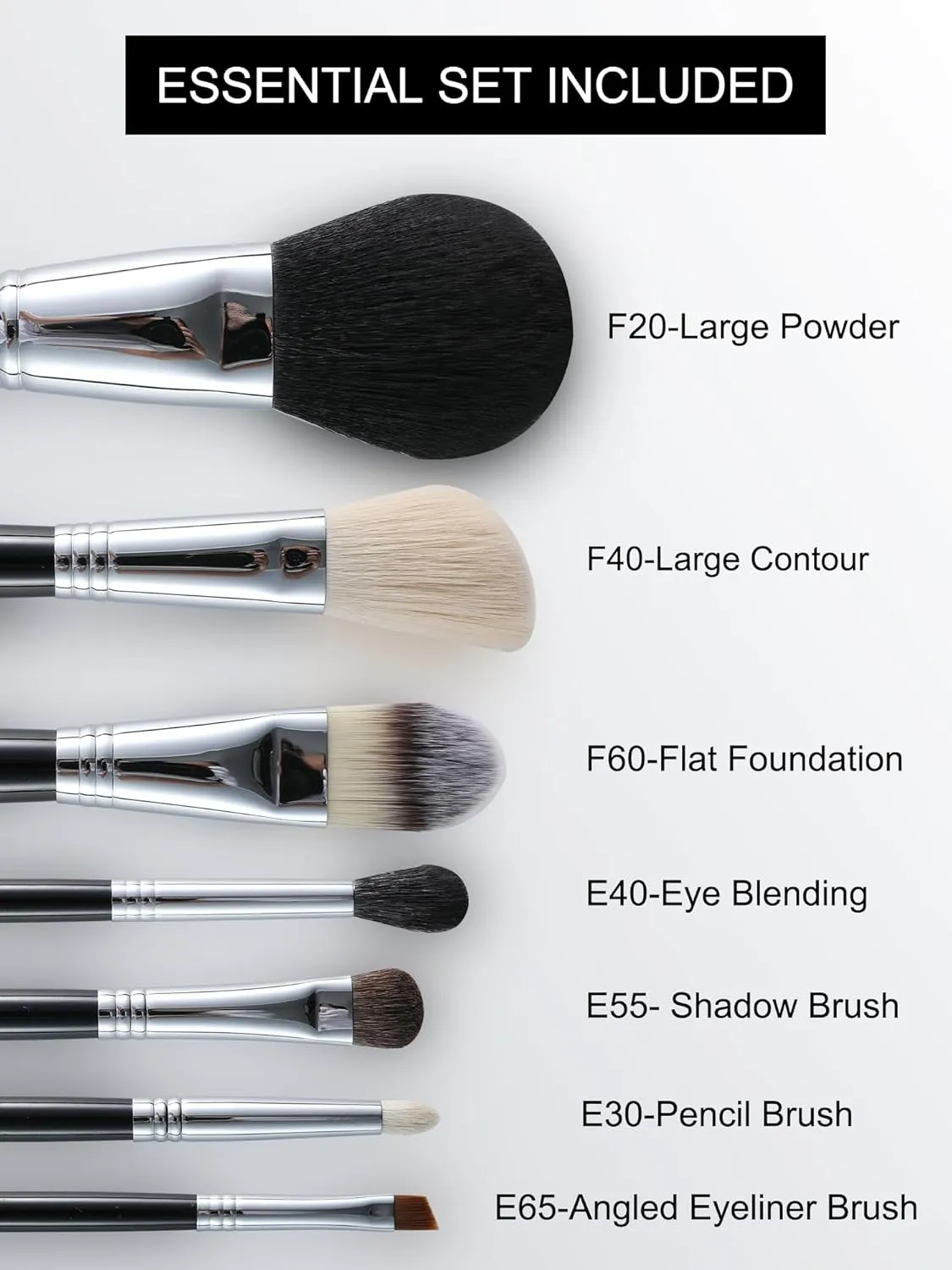 ENERGY Makeup Brush Set 7PCS Premium Synthetic Foundation Powder Bronzer Blush Contour Highlighter Eye Shadows Concealer Eyebrow Blending Makeup Brushes with Travel Case