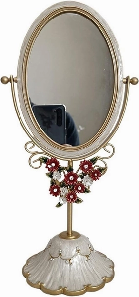 EQUALIZE Cosmetic Mirror Double-Sided Desktop Vanity Mirror Retro Nordic Iron Oval Vanity Mirror Personal Beauty Mirror