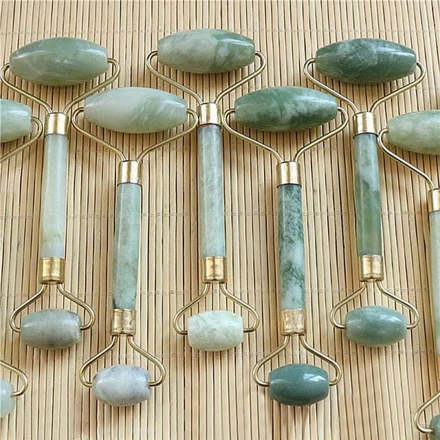 Essentials Facial & Body Massage Roller (Jade/Gold)