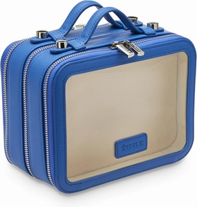 ETOILE - Small Twin Cosmetic Case Cobalt - Dual Compartment Cosmetic Beauty Organizer & Toiletry Case