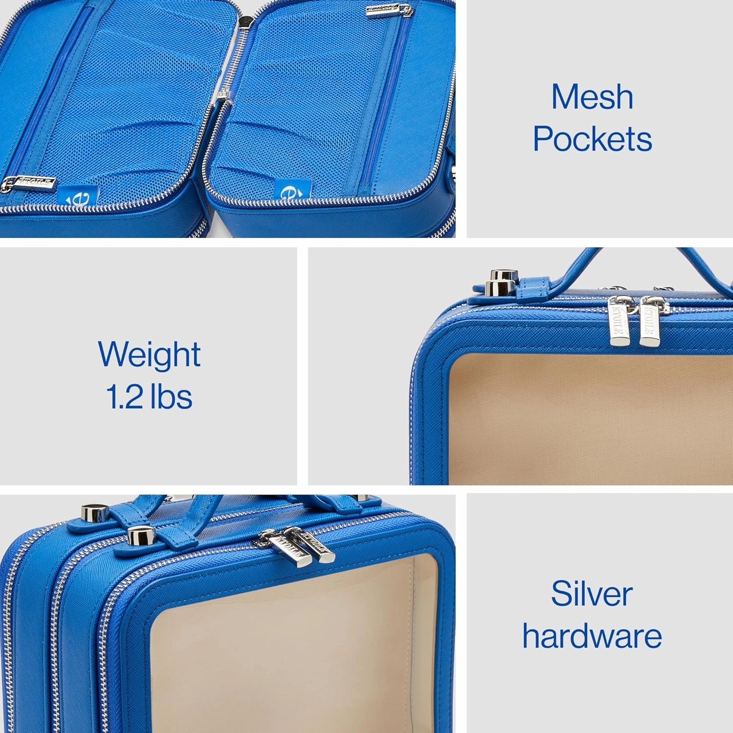 ETOILE - Small Twin Cosmetic Case Cobalt - Dual Compartment Cosmetic Beauty Organizer & Toiletry Case
