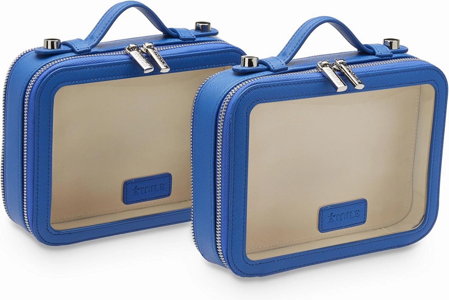 ETOILE - Small Twin Cosmetic Case Cobalt - Dual Compartment Cosmetic Beauty Organizer & Toiletry Case