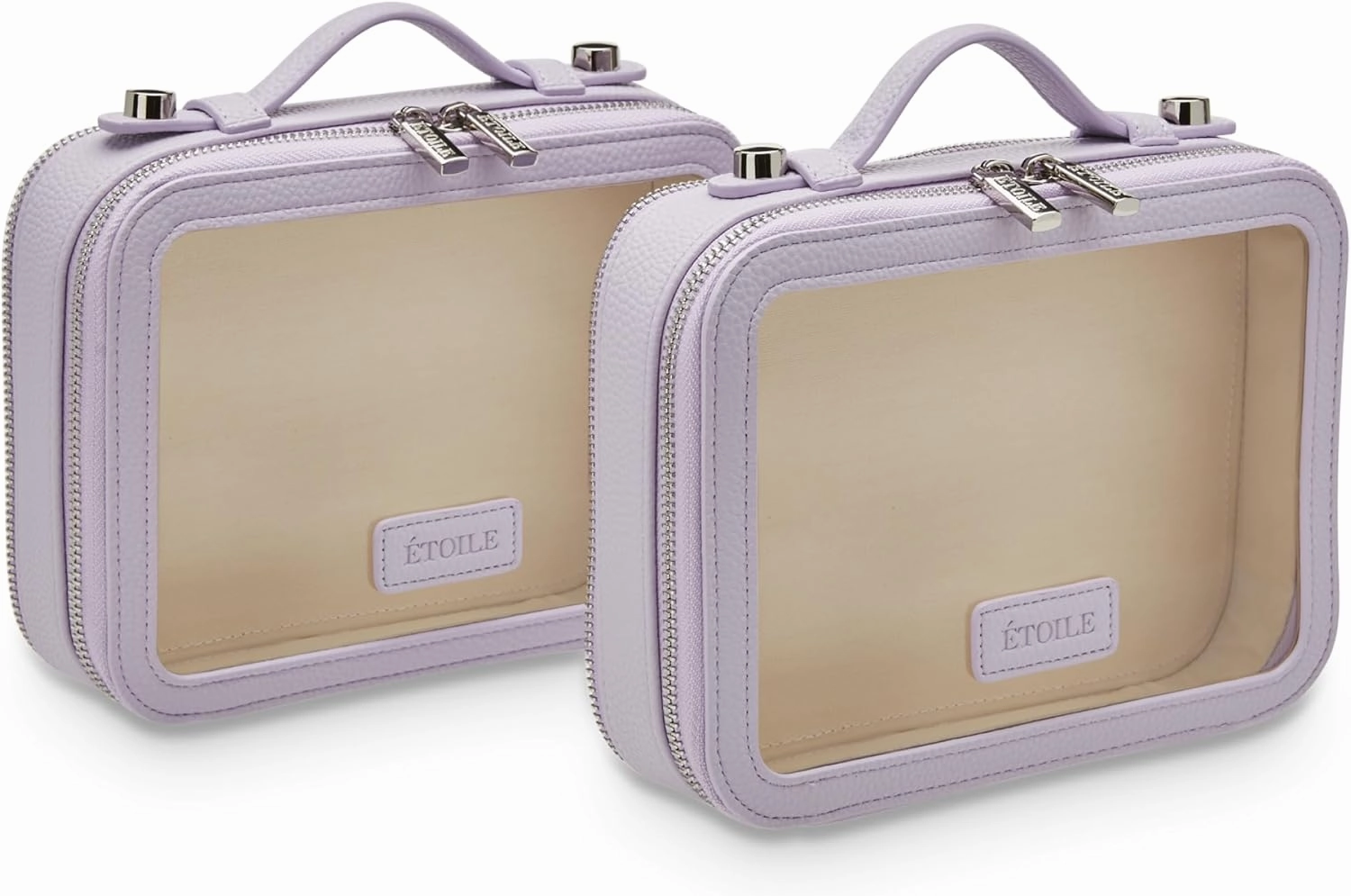 ETOILE - Small Twin Cosmetic Case Lilac - Dual Compartment Cosmetic Beauty Organizer & Toiletry Case