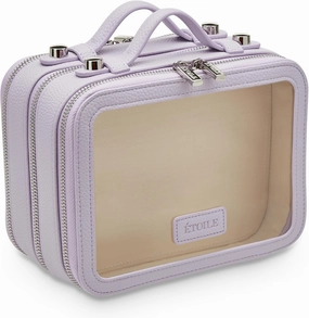 ETOILE - Small Twin Cosmetic Case Lilac - Dual Compartment Cosmetic Beauty Organizer & Toiletry Case