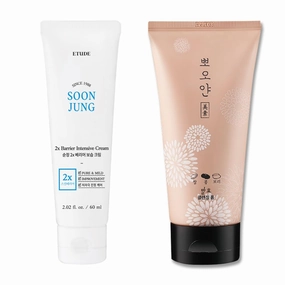 ETUDE SoonJung 2x Barrier Intensive Cream (2.03 Fl Oz)   PPOYAN Cleansing Foam, Grain Fermentation Complex (5.07 Fl Oz)