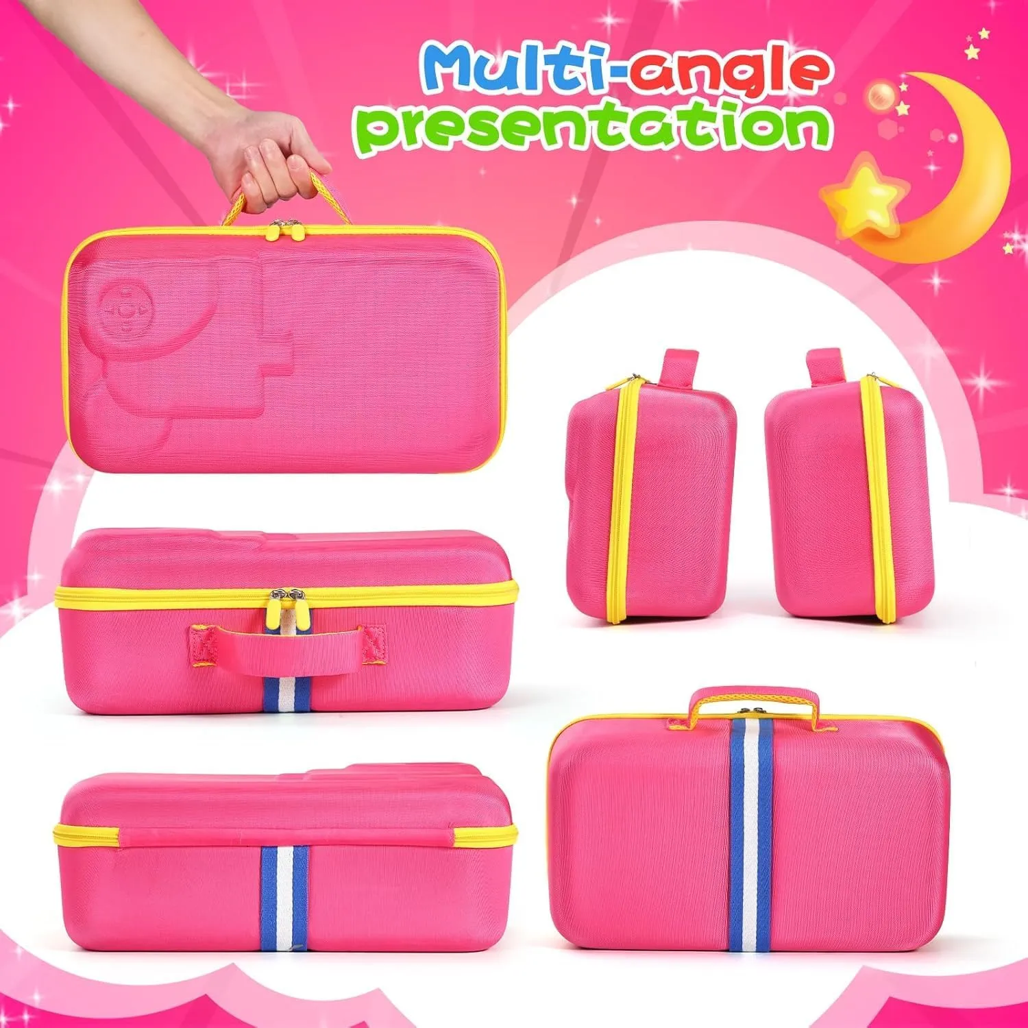 EVA Carrying Case Compatible with Little Tikes Story Dream Machine Books Starter Set, Portable Storage Case Organizer for Little Tikes Storytelling Toys, Travel Handle Bag (Pink, Large Size)
