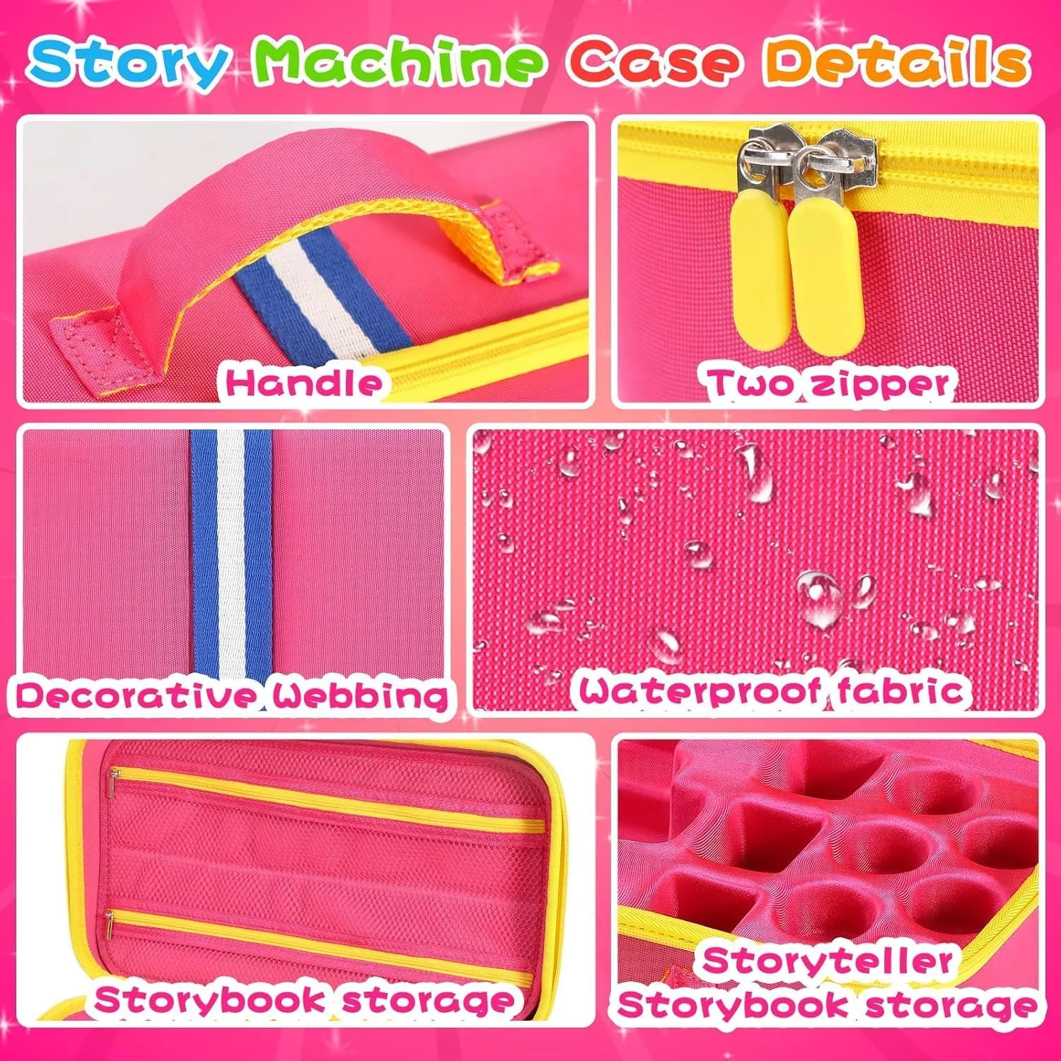 EVA Carrying Case Compatible with Little Tikes Story Dream Machine Books Starter Set, Portable Storage Case Organizer for Little Tikes Storytelling Toys, Travel Handle Bag (Pink, Large Size)
