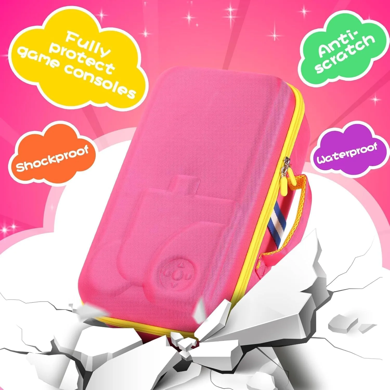EVA Carrying Case Compatible with Little Tikes Story Dream Machine Books Starter Set, Portable Storage Case Organizer for Little Tikes Storytelling Toys, Travel Handle Bag (Pink, Large Size)