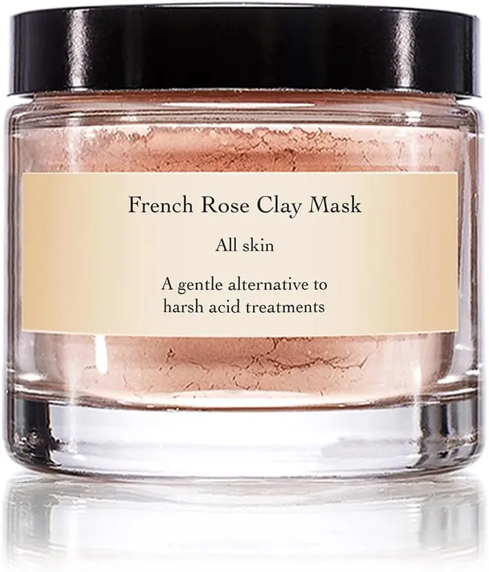 evanhealy French Rose Clay Mask | Gentle Facial Exfoliator for Sensitive Skin Face Mask | Exfoliating Pore Minimizer Balancing Pink Clay Mask | Cleansing Rhassoul Clay