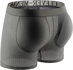 Evankin Mens Butt Padded Boxer Briefs Breathable Mesh Underwear Butt Enhancer Underpants with Hip Pad