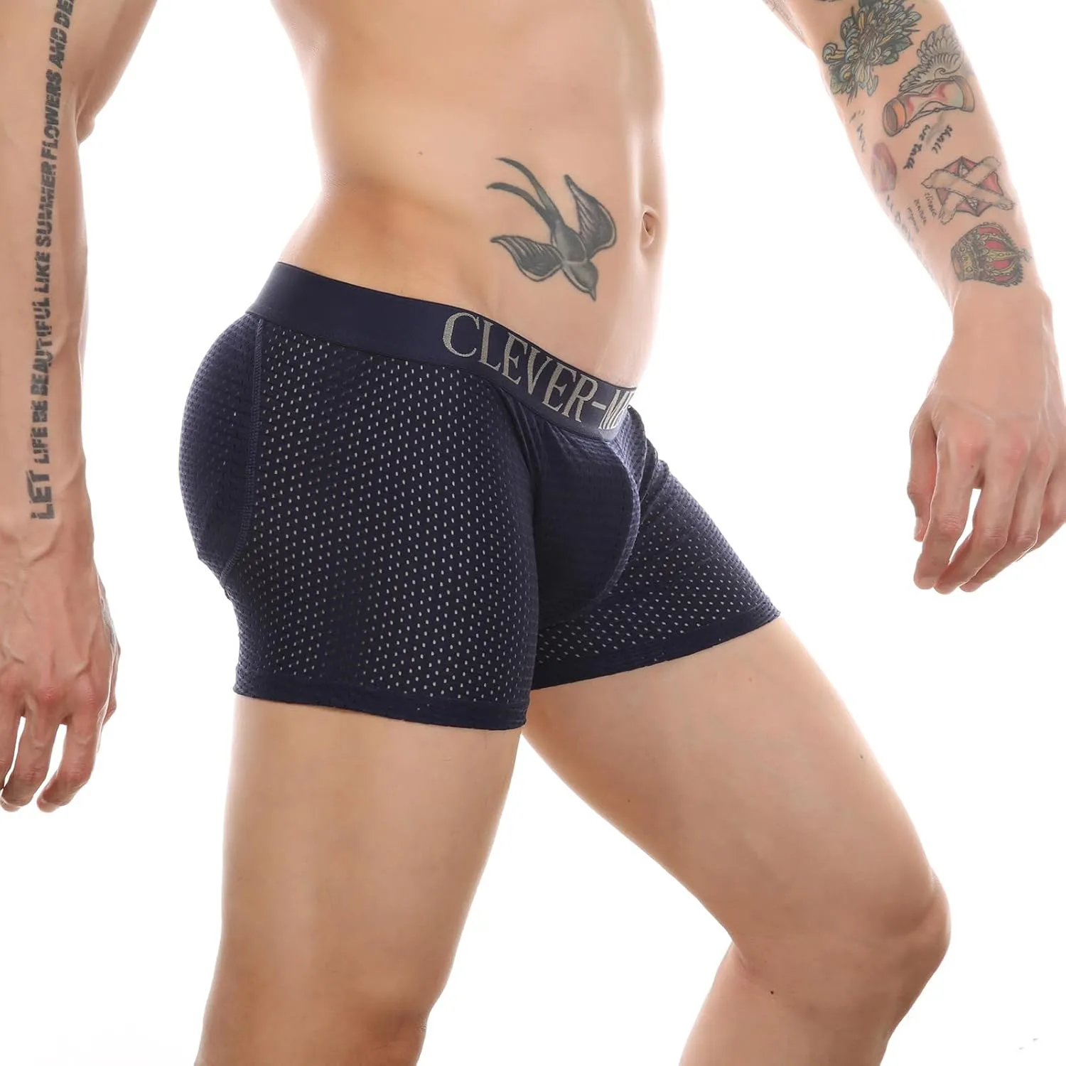 Evankin Mens Butt Padded Boxer Briefs Breathable Mesh Underwear Butt Enhancer Underpants with Hip Pad
