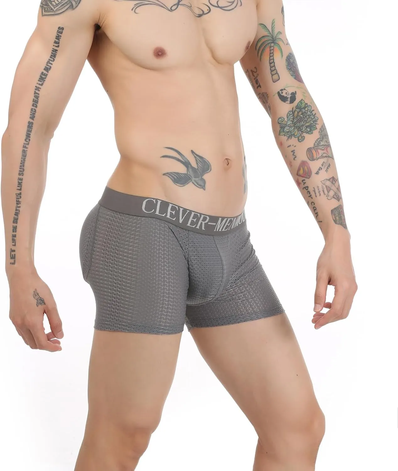 Evankin Mens Butt Padded Boxer Briefs Breathable Mesh Underwear Butt Enhancer Underpants with Hip Pad